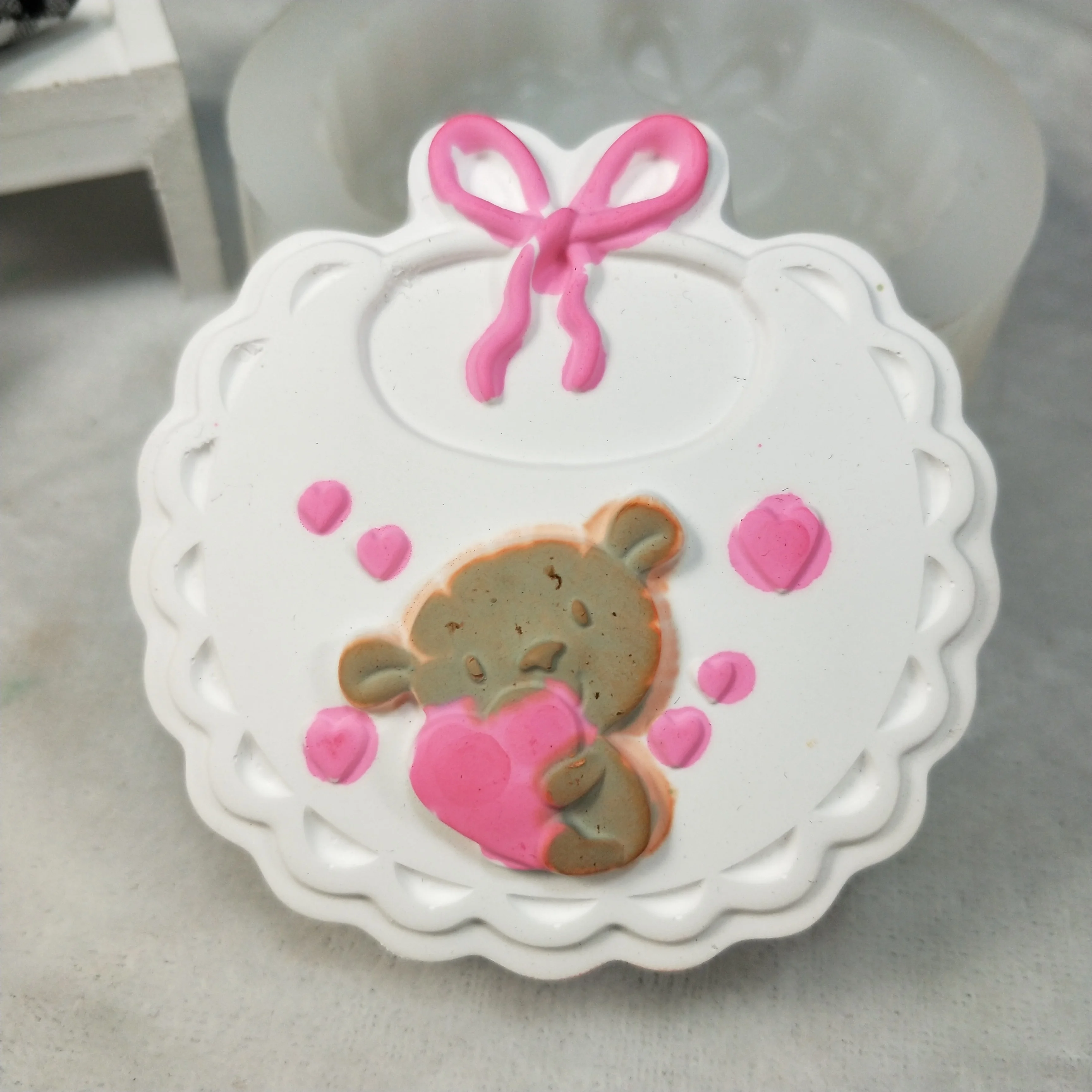 

DW0192 PRZY Mold Silicone Baby Bib Soap Molds Cute Cartoon Bear Baby Soap Mold Clay Resin Moulds Silicone Rubber Eco-friendly