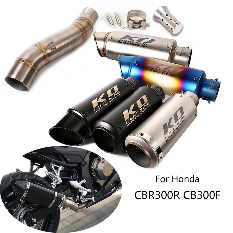 

For Honda CBR300R CB300F Exhaust Tips Motorcycle MId Link Pipe Slip On 51mm Muffler Escape with Removable DB Killer Steel