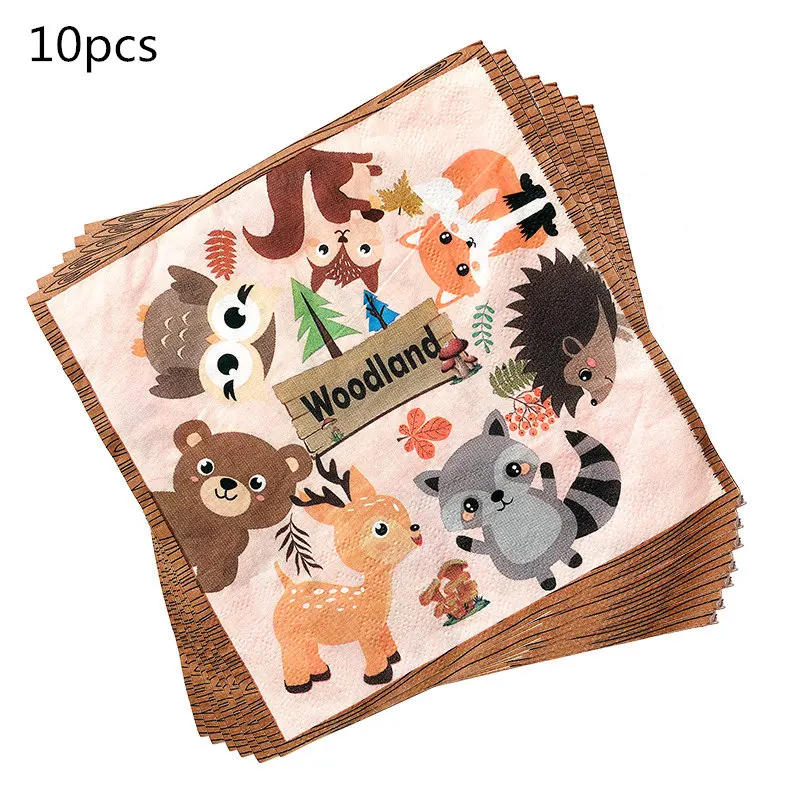 Woodland Geschirr Dschungel Safari Geburtstag Dekoration Wild One 1st Bithday Partei Liefert Wald Tier Papier Platten Banner – Detail 5