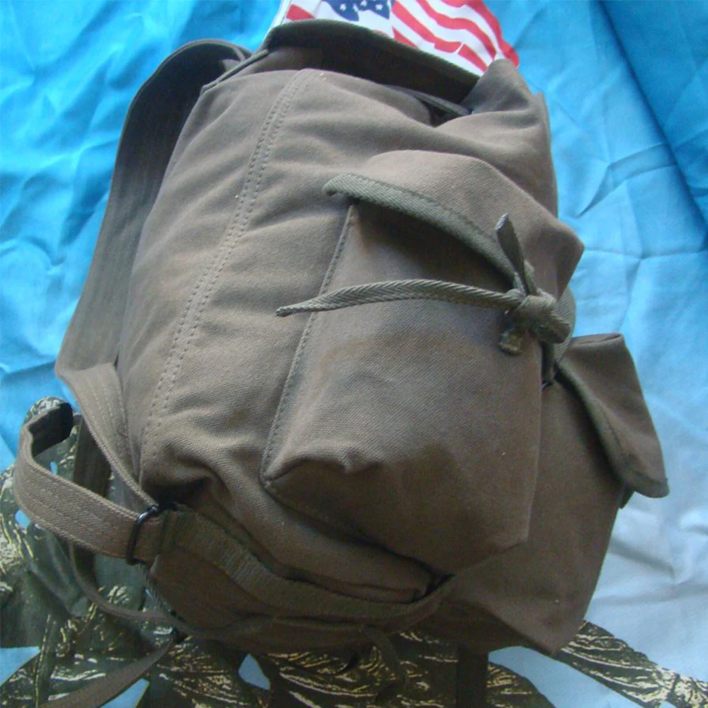 US Army M14 Haversack Backpack Military Knapsack Outdoor Travel Canvas Bag Green Khaki