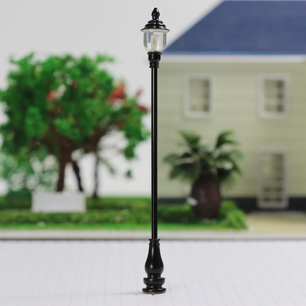 

LQS20 10pcs Model Railroad OO HO Scale 1:75 Metal Antique Lamps 7.5cm Street Lights free Resistors