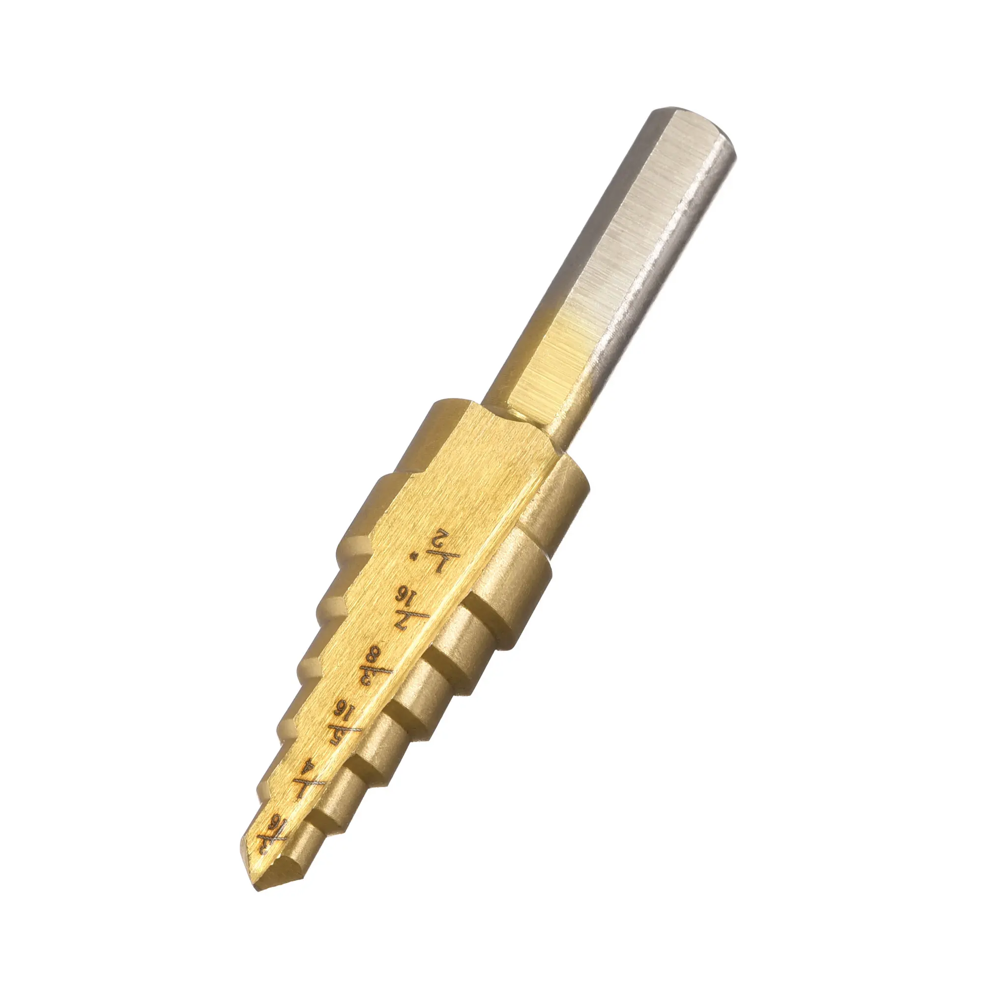 Uxcell 2Pcs Step Drill Bit HSS4241 3/16" to 1/2" 6 Sizes Straight Flutes Triangular Shank for Metal Wood Plastic