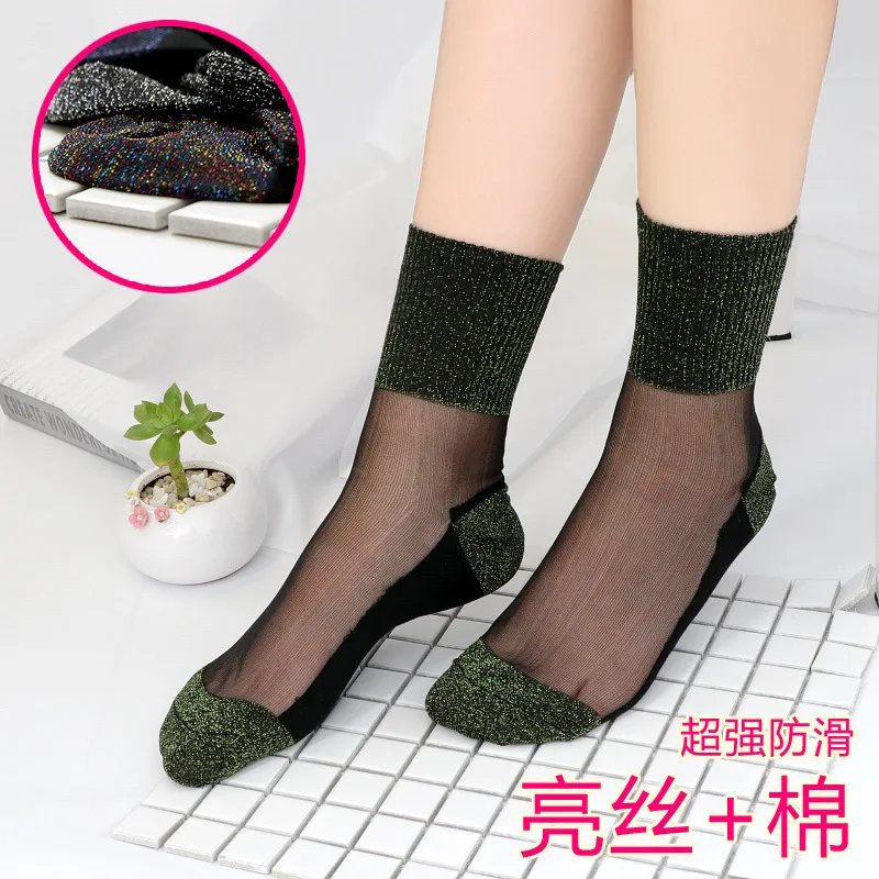 Sexy Lace Mesh silk Fishnet Socks Fiber Transparent Stretch Elasticity Ankle Net Yarn Thin Women Cool Socks 1pair=2pcs TMD03