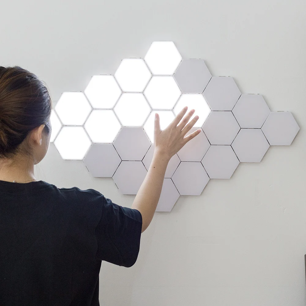 Modern LED Touch Sensitive Hexagonal Night Lights Quantum Modular LED Night Light Creative Bedside Room Art Decoration Wall Lamp