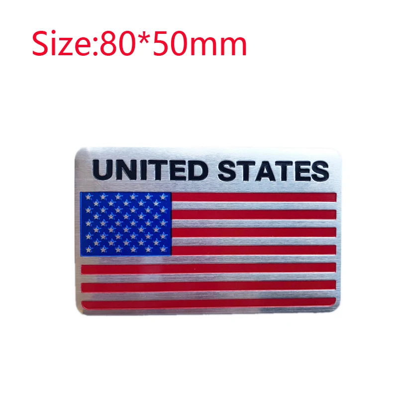 USA Flag United States Thin Aluminium Label Emblem Chrome Car Styling Sticker America Shield for Ford Buick Land Rover