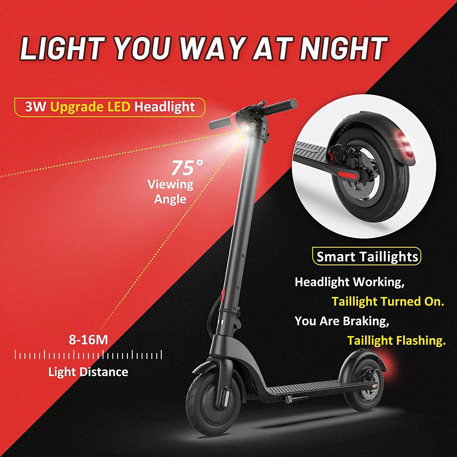 Electric Scooter for Adults & Kids Powerful 350W Motor 32KM/H, Long Range E Scooter 8.5-Inch Upgrade Tubeless Tires