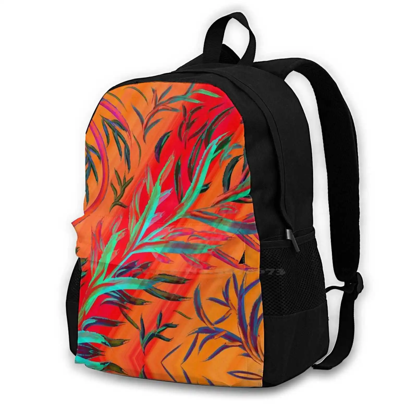 Floral Surface Pattern 1 Travel Laptop Bagpack School Bags Floral Flower Hibiscus Bloom Tropical Pattern Patterns Petals