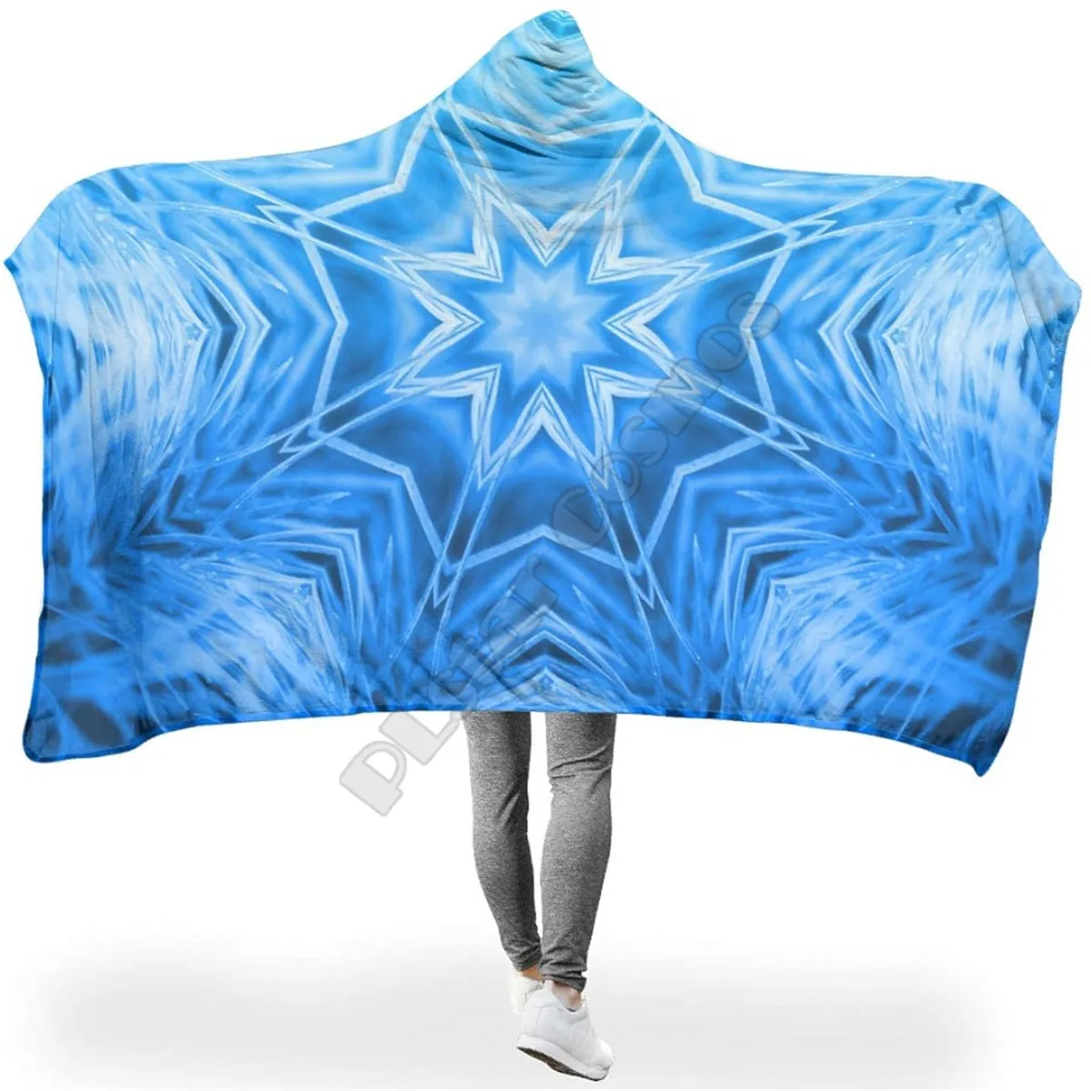 Psychedelic Flowers Hooded Blanket Adult colorful child Sherpa Fleece Wearable Blanket Microfiber Bedding Drop Shipping 02