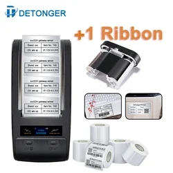 DETONGER Portable Thermal Transfer Printing Machine with Ribbon PET Fixed Asset Tag Laboratory Label Printer