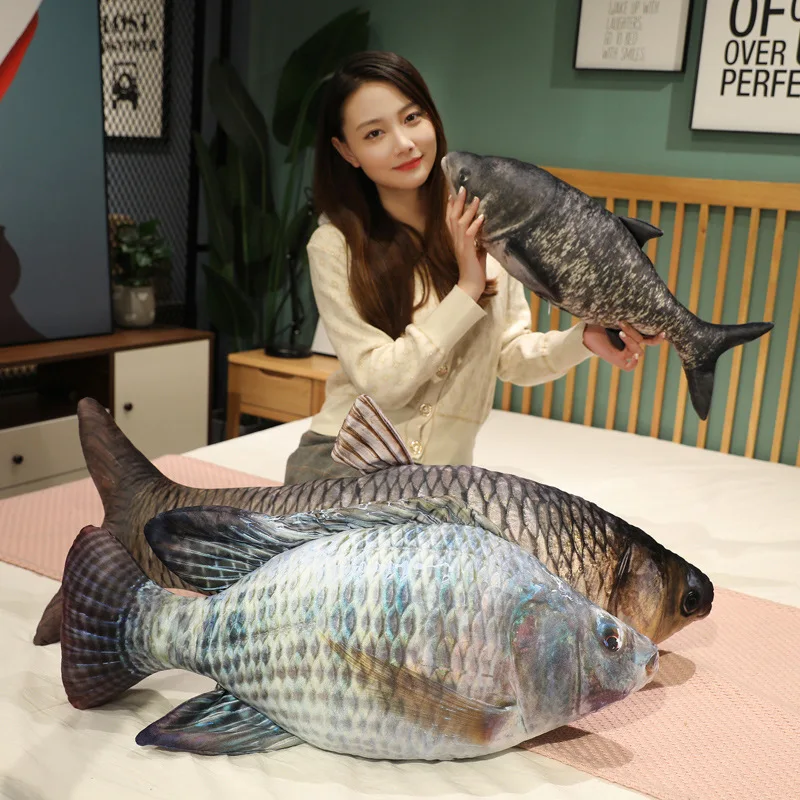 30-100 cm Simulation Lustige Fisch Plüsch Spielzeug Gefüllte Weiche Tier Karpfen Plüsch Kissen Kreative Schlaf Kissen für Kinder mädchen Weihnachten Geschenk – Detail 16
