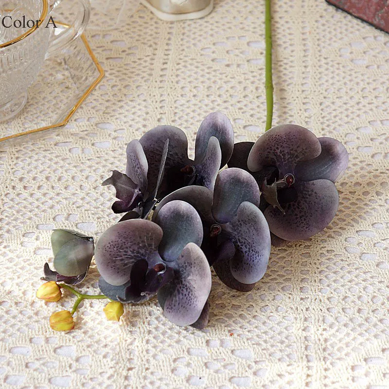 New Black Grey orchid branch living room decoration artificial flowers real touch plastic house decor mom gifts