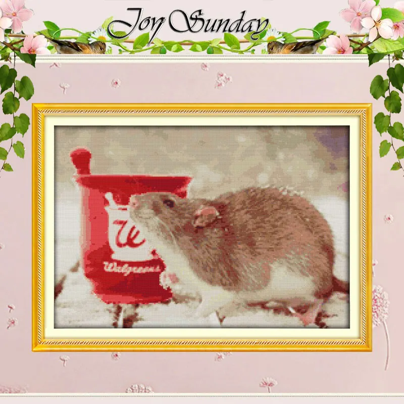 Rat Animals Patterns Counted Cross Stitch Set DIY 11CT 14CT 16CT Stamped DMC Cross-stitch Kit Embroidery Needlework Home Decor