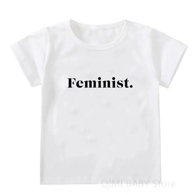 Feminist Toddler Infant Newborn Baby Short Sleeve Tshirt Children White T-shirt Kids Cool Slogan Tops Unisex Girl Boy Tee