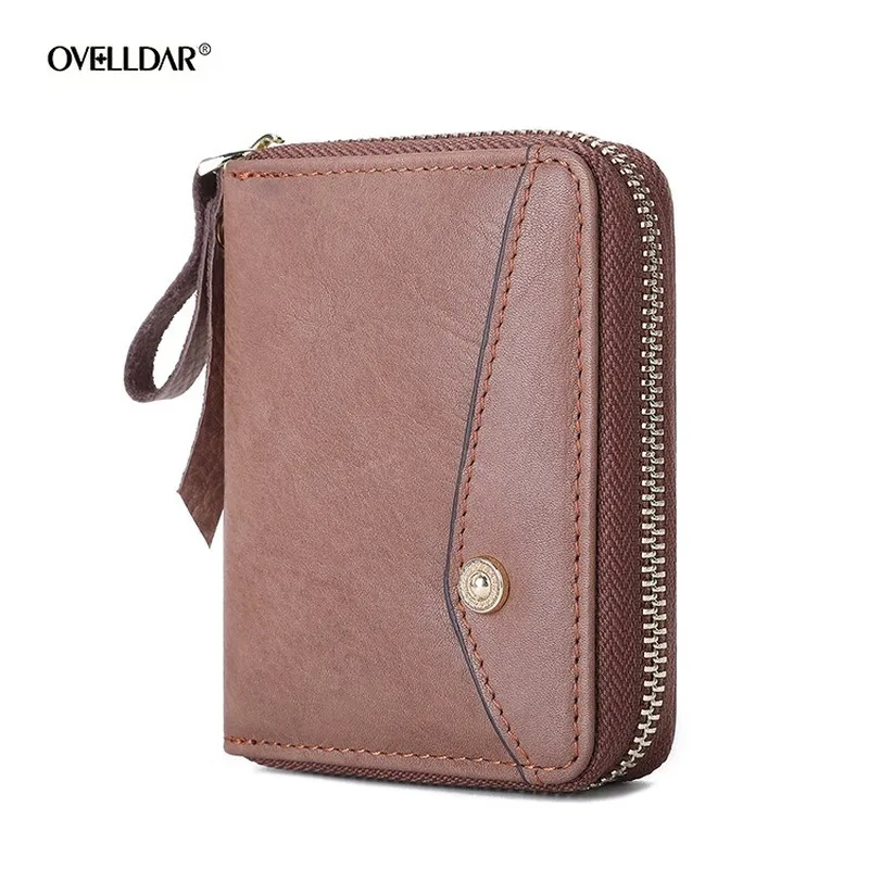 

Genuine Leather Card Holder Wallet Unisex Card Case Zipper Card Wallet Multifunctional Leather Wallet First Layer Card Holder