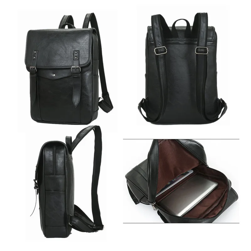 Imagem -04 - Multifunction Couro Sólido Mochila Homem de Negócios Computador Volta Pacote Homem Casual Moda Mochilas Viagem para o Homem Bolsa à Prova Impermeável Água