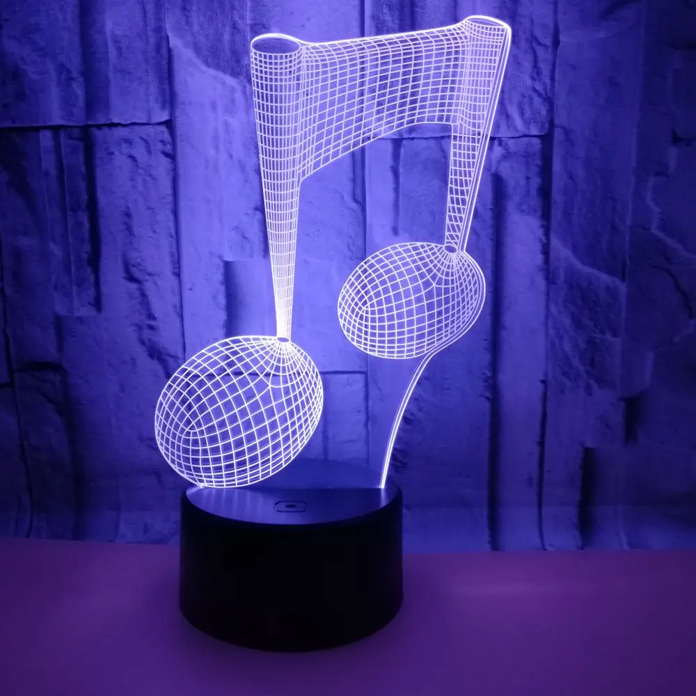 Music Note Night Light LED 3D Illusion USB 7 Color Neon Lamp Christmas Present Birthday Gift for Musical Producer Singer Boy Gir