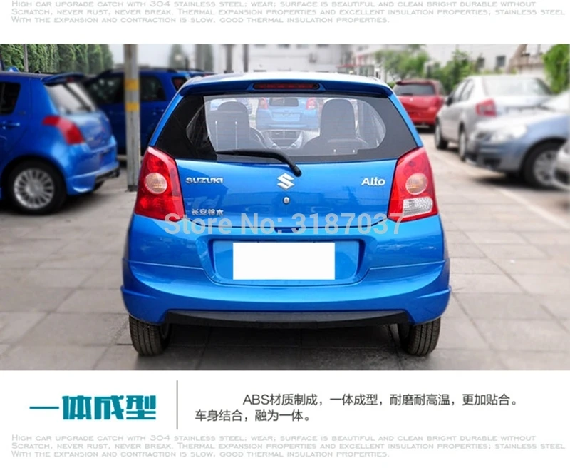 for Suzuki Alto 2009 - 2015 Alto ABS Plastic Unpainted Color Rear Roof Spoiler Wing Trunk Lip Boot Cover Car Styling