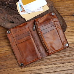 Handmade Wrinkle Wallet Original Leather Genuine Cow Leather Vertical Mens Wallets Retro Money Clips Luxury Short Billfold Purse