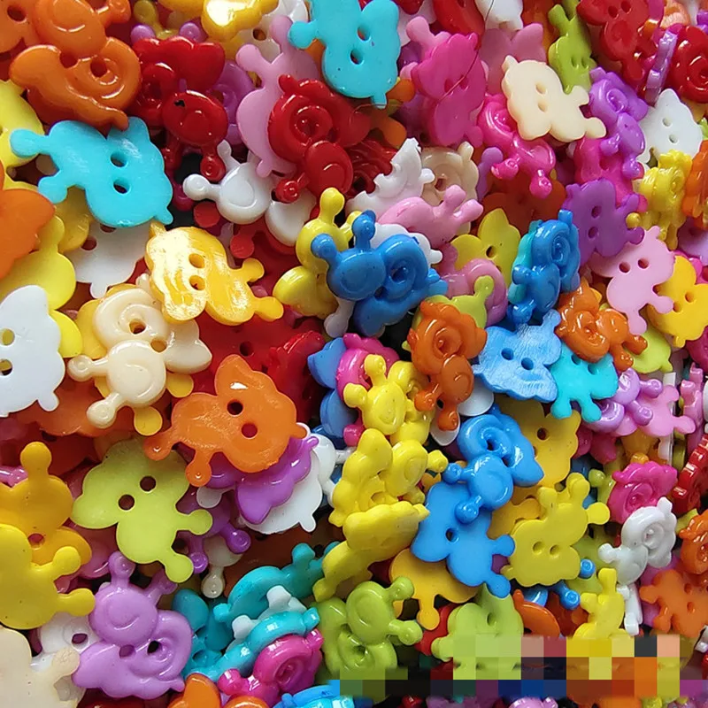 100 Pcs Shapes Snails Resin Mixed Color DIY Handmade Sewing Accessories 2 Holes Button Craft Decorative Piece