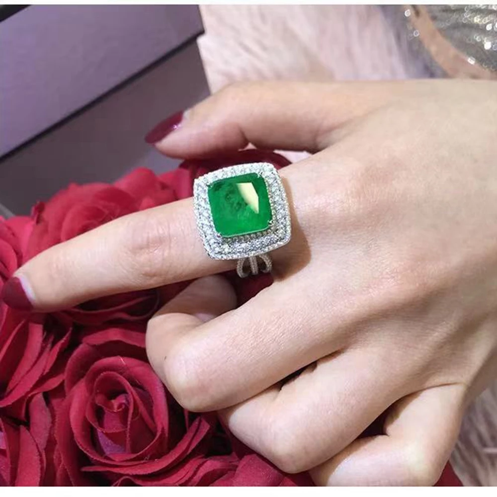 Wuiha vintage 925 prata esterlina princesa corte criado moissanite esmeralda pedra preciosa casamento anel de noivado jóias finas feitas sob encomenda