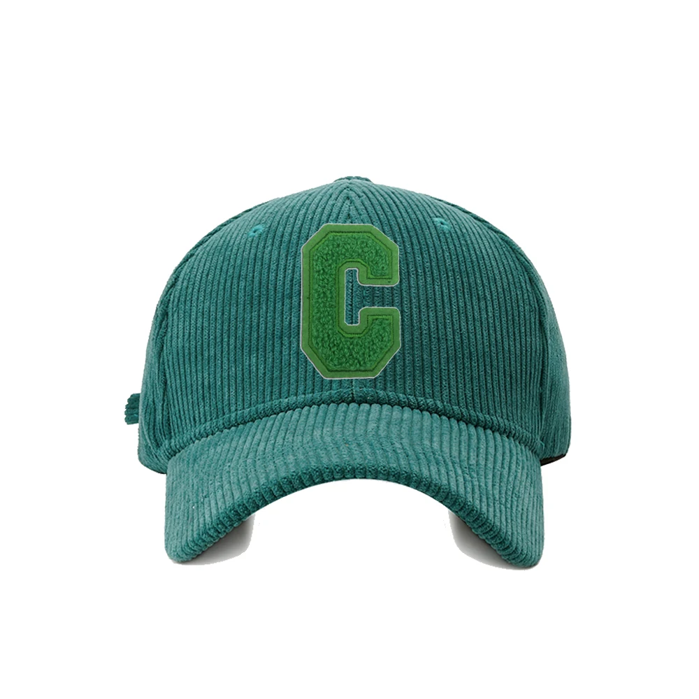 C Towel Embroidery Women\'s Baseball Cap Winter Hat Corduroy Thicken Men\'s Cap For Female Snapback Kpop Accessories Green BQM189