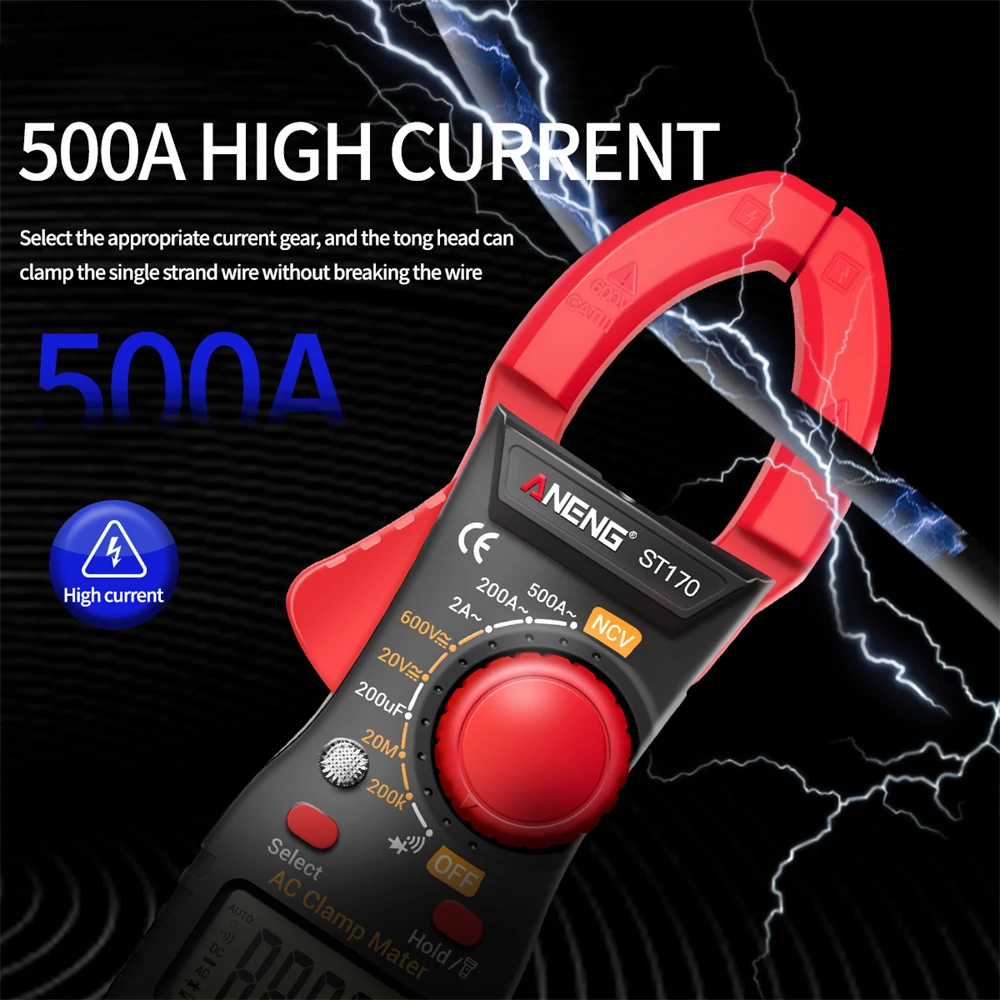 ST170 Digital Clamp Meter DC/AC Current Multimeter Ammeter Voltage Tester Diode Current Capacitance NCV Ohm Test Tool Dropship