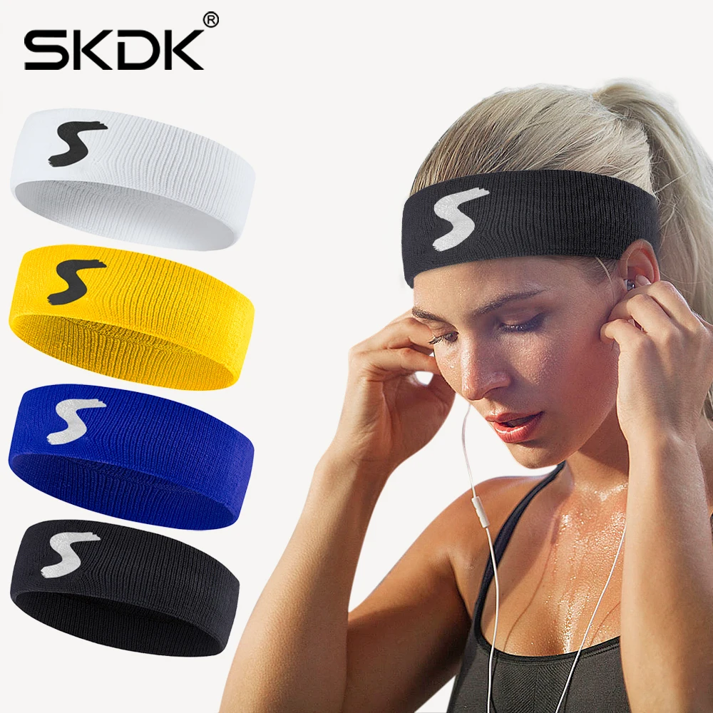 SKDK 1pcElastic Polyester Cotton Sweat Headband Yoga Running Fitness Sweatband Headband Hair Bands Head Sweat Band Sports Safety