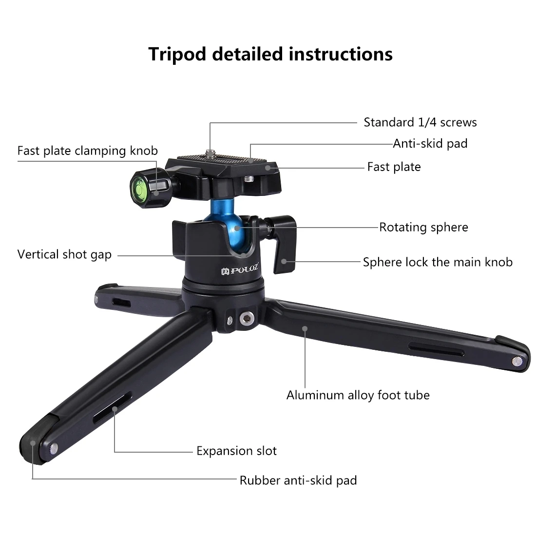 PULUZ Pocket Mini Photography Tripod Desktop CameraTripod W/h 360