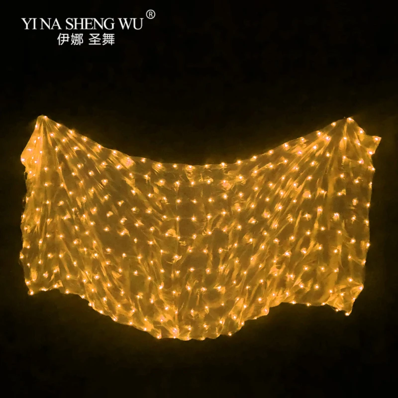 Belly Dance LED Veil 100% ผ้าไหมBelly Dancing Stage Performance Props 8สีBelly Dance LEDผ้าไหมVeils 1pcs