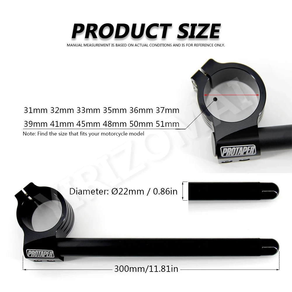 31MM 32MM 33MM 35MM 36MM 37MM 39MM 41MM 45MM 48MM 50MM 51MM PRO Riser High Clip Ons Handle Bar Fork Tube Lift Clip on Black Pair