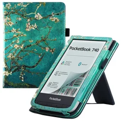 Stand Case for Pocketbook 740 InkPad 3 Pro/Pocketbook 740 InkPad 3 Color - Premium Protective Cover with Hand Strap/Sleep/Wake