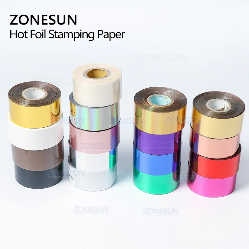 ZONESUN 5cm Gold Silver Red Rose Hot Stamping Foil Paper Transparent Color width/Roll Customized Size DTY Brass Mold Foil 120m