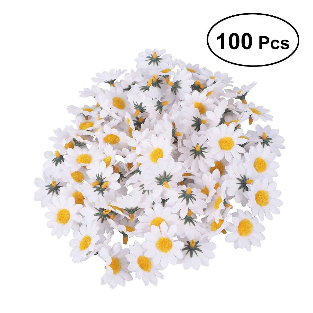 100pcs/Set Artificial Gerbera Daisy Flowers Heads For DIY Party Plantation Home Accessories (White)