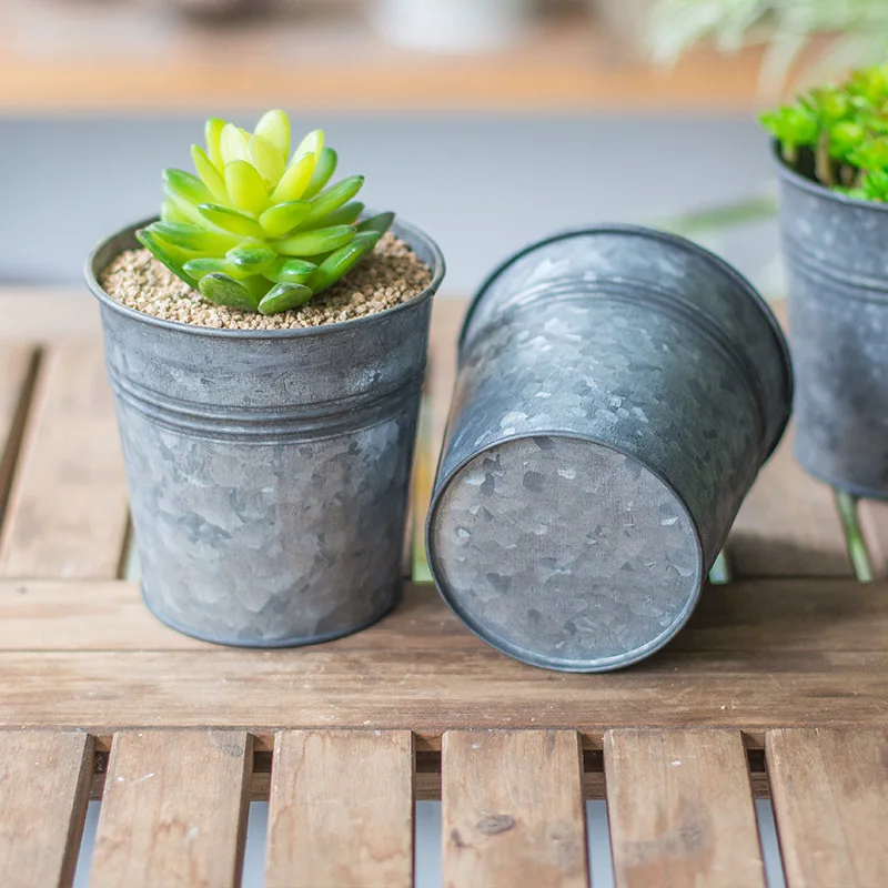 5pcs retro tin succulent flower pots iron buckets dried flowers fresh flowers garden production Grow Box Fall Resistant Tray