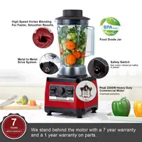 【7 Years Warranty】BPA Free Heavy Duty Commercial Grade Blender Professional Mixer Juicer Ice Smoothies Peak 2200W 3
