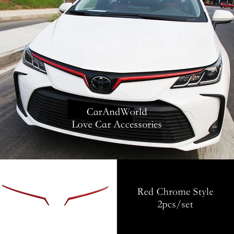 For Toyota Corolla E210 2019-2024 Front Grille Guard Strips Center Net Three Color Frame Trims Cover Car Decorate Accessories