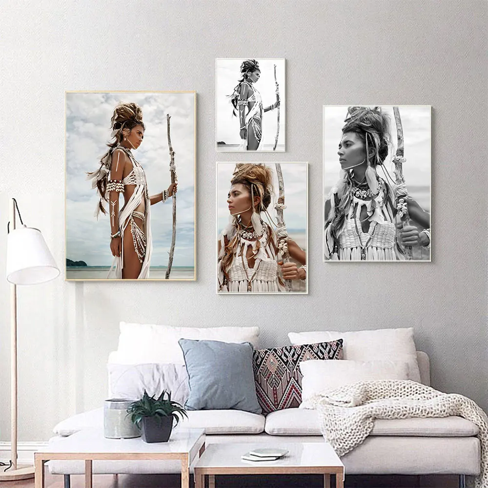 

Travel Boho Fashion Tribe Woman Poster Scandinavian Canvas Painting Photography Wall Art Print Modern Picture For Living Room