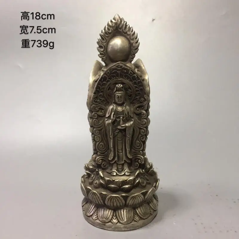 

Tibetan Buddhism pure white copper three face Buddha statue Cupronickel the three saints of the west Sambo Buddha figue buddhist