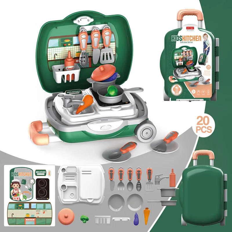 Conjunto de brinquedos de cozinha para crianças, kit médico de brinquedo clássico para crianças, 20 peças