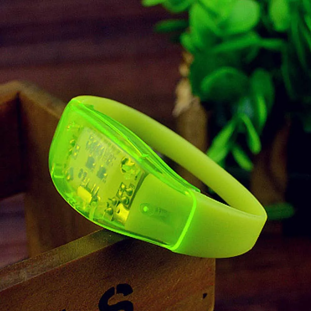 3pcs Luminous LED bracelet Sound vibration luminescence Silicone Bracelet Birthday Party Bracelet Event Supplies  decoration