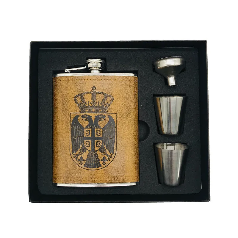 

Bpa Free 8oz Whisky Bottle Vodka Flagon 304 Stainless Steel Alcohol Liquor Hip Flask With Eagle Pu Leather Wrapping Gift Box Set