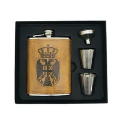 Bpa Free 8oz Whisky Bottle Vodka Flagon 304 Stainless Steel Alcohol Liquor Hip Flask With Eagle Pu Leather Wrapping Gift Box Set