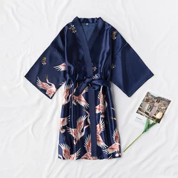 Hot Fashion Satin Robe Female Bathrobe Sexy peignoir femme Silk Kimono Bride Dressing gown Sleepwear Night Grow For Women Girls