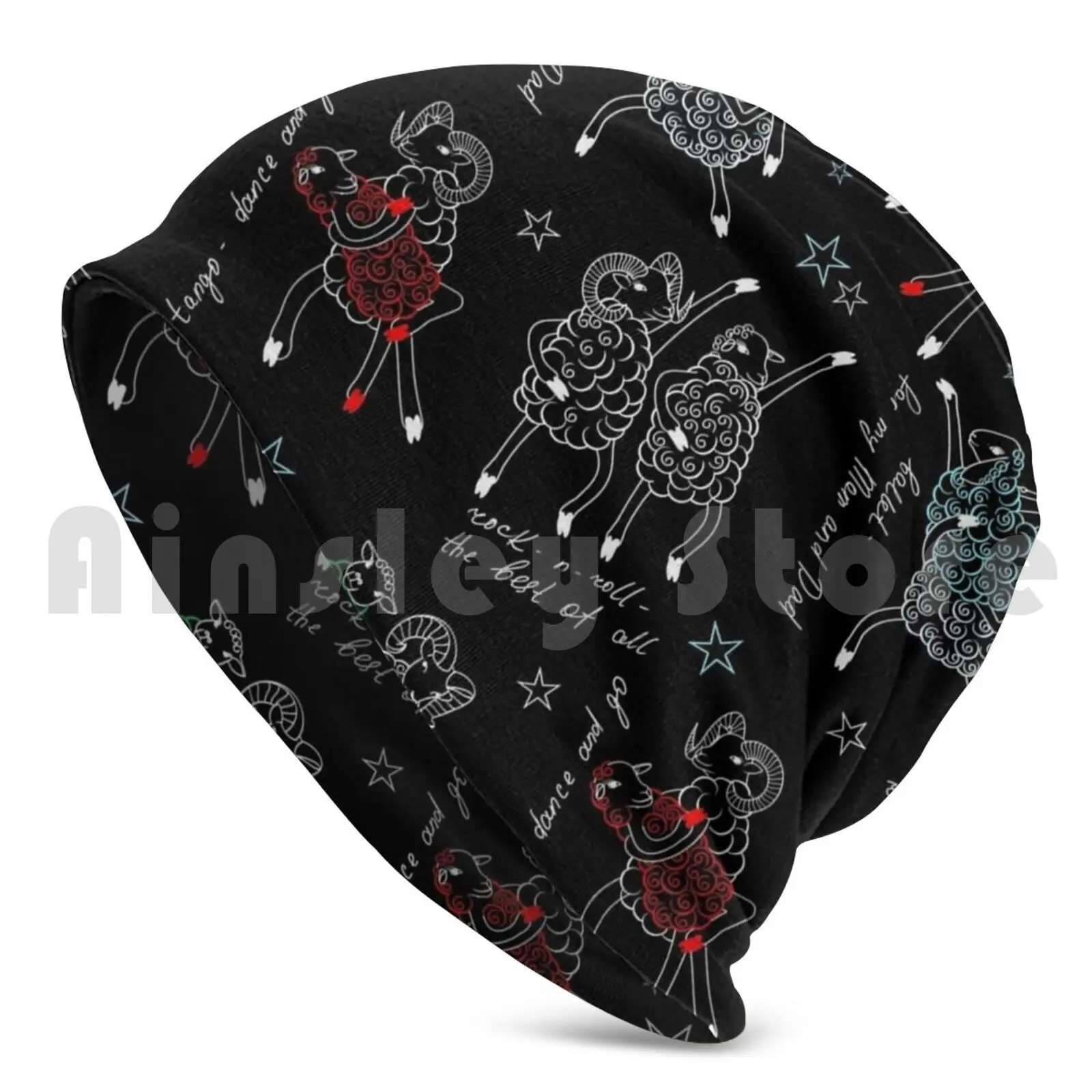 Dancing Sheep Beanies Knit Hat Hip Hop Sheep Lambs Dance Dancers On A Black Background Thin Drawing Dance Teacher