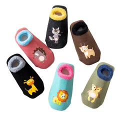 baby non slip socks boy girl cotton terry thick newborn infant winter warm short slipper sock toddler Animal print sneakers sock