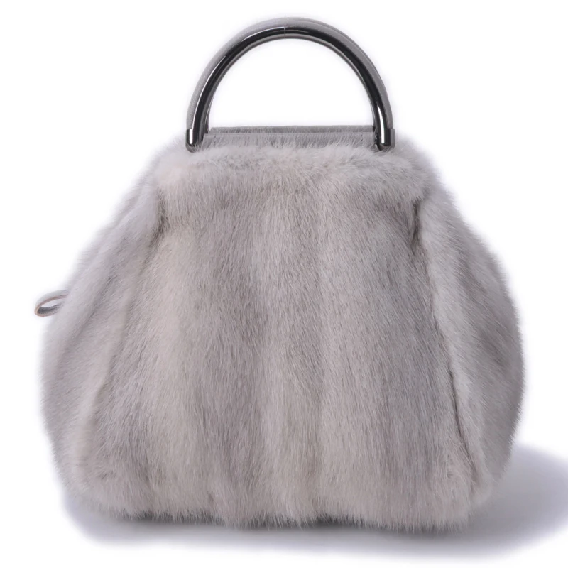 2020 Fxfurs Fashion New Fur Women\'s Bag Whole Leather Mink Fur Bag Trendy Fashion Hand Holding Tote Bag Luxury Wrist Bag