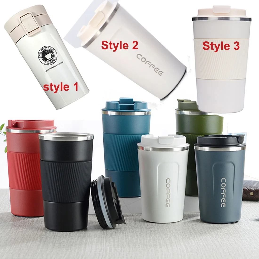 

380ml/510ml Cafe Stainless Steel Coffee Thermos Mug With Non-slip Case Car Vacuum Flask Travel Insulated Bottle Kitchen Tools