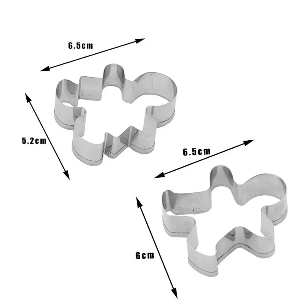 2Pcs Bakeware Christmas Cookie Cutter Tools Aluminium Alloy Gingerbread Men Shaped Biscuit Mold Kitchen Cake Decorating Tools