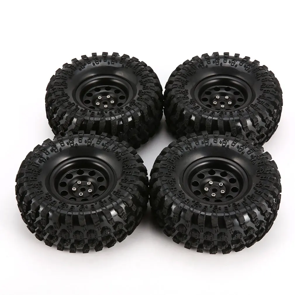 4Pcs 2.2 Inch Metal Beadlock Wheel Rim& Wheel Tires for 1/10 RC Crawler Axial SCX10 RR10 90053 AX10 Wraith 90056 90045