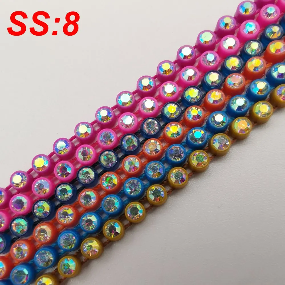 SS8 Rhinestone Trimmings  Banding AB Crystal Strass 10Yards Chain